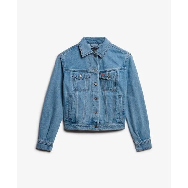 Kurtka dżinsowa damska z wzorem Superdry. Niebieskie kurtki damskie Superdry., s, bez wzorów, bez kaptura. Za 483.55 zł.