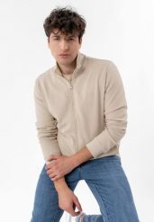 Rozpinana bluza B-STRIPE. Brązowe bluzy męskie Volcano, m, bez wzorów, z bawełny, bez kaptura. Za 169.99 zł.