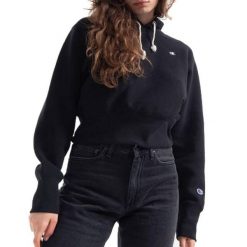Bluza sportowa damska Champion Wmns Reverse Weave Cropped Hoodie. Czarne bluzy sportowe damskie Champion, l, bez wzorów, z kapturem. Za 268.00 zł.