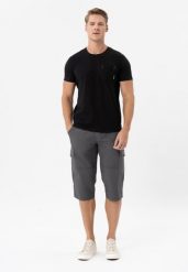 Szorty bojówki z paskiem P-ERGS. Szare szorty męskie Volcano, m, bez wzorów, z bawełny. Za 169.99 zł.