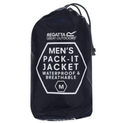 Kurtka Kieszonkowa Wodoodporna Męska + Worek Pack It III. Niebieskie kurtki męskie Regatta, m, bez wzorów, z materiału, z kapturem. Za 248.99 zł.