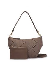 Calvin Klein Torebka Woven Sueded Shoulder Bag LV04F3694G Brązowy. Brązowe torebki do ręki damskie Calvin Klein, bez wzorów, ze skóry, bez dodatków. Za 569.99 zł.