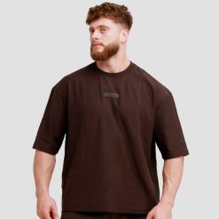 Koszulka męska fitness oversize Unstoppable Brown. Brązowe koszulki sportowe męskie GYMBEAM, m, bez wzorów, z bawełny, bez kołnierzyka, bez ramiączek, na fitness i siłownię. Za 71.90 zł.