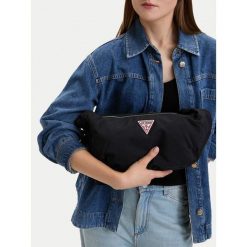 Torebka Guess Jeans. Czarne torebki do ręki damskie Guess Jeans, z aplikacjami, z jeansu, klasyczne, bez dodatków. Za 169.99 zł.