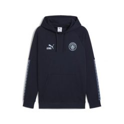 Męska bluza z kapturem Manchester City KING PUMA Deep Navy Team Light Blue. Niebieskie bluzy męskie Puma, m, bez wzorów, z kapturem, do biegania. Za 299.00 zł.