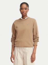Lacoste Bluza SF5270 Brązowy jasny Regular Fit. Brązowe bluzy damskie Lacoste, bez wzorów, z bawełny, bez kaptura. Za 539.99 zł.