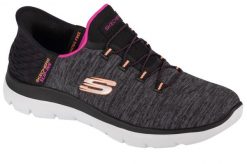 Buty Kobieta Skechers Summits-Dazzling Haze czarny. Czarne obuwie sportowe damskie Skechers, bez wzorów, z materiału. Za 299.99 zł.