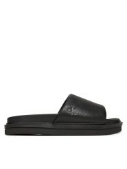 Calvin Klein Jeans Klapki Flat Molded Slide Sandal Lth YM0YM01225 Czarny. Czarne klapki męskie Calvin Klein Jeans, z jeansu. Za 259.99 zł.
