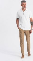 Ombre Spodnie męskie materiałowe REGULAR z kieszeniami cargo - jasnobrązowe V4 OM-PACG-0178 XXL. Brązowe spodnie sportowe męskie Ombre, m, bez wzorów, z materiału. Za 79.99 zł.