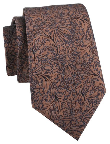 Krawat Męski - Czekoladowy Brąz z Kwiatowym Wzorem - Alties. Brązowe krawaty i muchy Alties, bez wzorów, z tkaniny, eleganckie. Za 55.00 zł.