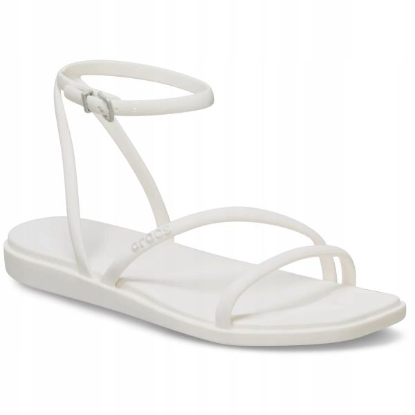 Sandały dla Kobiet Crocs Miami Ankle Strap Sandal. Białe sandały damskie Crocs, bez wzorów, z materiału, bez obcasa, na obcasie, bez zapięcia. Za 159.99 zł.