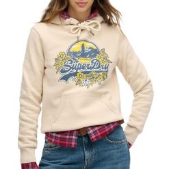 Bluza damska z kapturem Superdry Floral. Brązowe bluzy damskie Superdry., xl, bez wzorów, z bawełny, z kapturem. Za 358.10 zł.