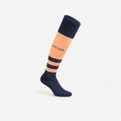 Skarpety do rugby R500 DAMSKIE. Brązowe skarpety damskie OFFLOAD, bez wzorów, z materiału. Za 19.99 zł.