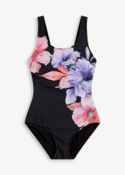 Kostium kąpielowy shape, lekki stopień modelowania sylwetki. Czarne kostiumy jednoczęściowe damskie bonprix, bez wzorów, eleganckie. Za 144.99 zł.