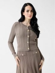Guess Sweter 183559 Beżowy Classic Fit. Brązowe swetry damskie Guess, xs, z aplikacjami, bez kołnierzyka, bez ramiączek, bez kaptura. Za 474.99 zł.