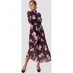 NA-KD Trend Siateczkowa sukienka midi z długim rękawem - Multicolor. Szare sukienki damskie NA-KD Trend, z elastanu, ze stójką, z długim rękawem. W wyprzedaży za 135.80 zł.