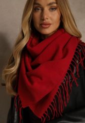 Czerwony Klasyczny Szalik Zakończony Frędzlami Vetiele. Czerwone szaliki i chusty damskie Renee, bez wzorów, z jeansu, boho. Za 34.99 zł.