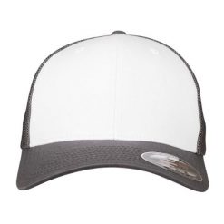 Dwukolorowa Siatkowa Czapka Z Daszkiem. Białe czapki i kapelusze damskie FLEXFIT, bez wzorów. Za 94.99 zł.