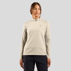 Bluza bez kaptura rozpinana Odlo Mid layer 1/2 zip ESSENTIAL LIGHT. Białe bluzy sportowe damskie Odlo, bez wzorów, bez kołnierzyka, bez ramiączek, trekkingowe. Za 349.99 zł.