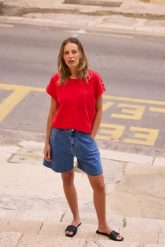 Szorty jeansowe niebieskie. Niebieskie szorty damskie MOODO, l, bez wzorów, z bawełny. Za 119.99 zł.