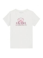 Guess T-Shirt J6GI28 K6YW4 Biały Regular Fit. Białe t-shirty i topy dla dziewczynek Guess, z aplikacjami, z bawełny, bez ramiączek. Za 84.99 zł.