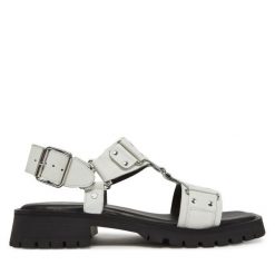 Sandały Bronx. Białe sandały damskie Bronx, bez wzorów, bez obcasa, na płaskiej podeszwie, bez zapięcia. Za 319.99 zł.