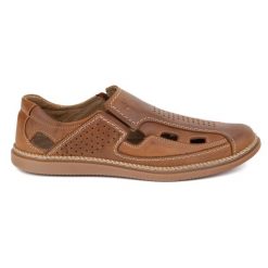 Olivier Buty męskie wsuwane przewiewne 203L camel brązowe. Brązowe półbuty na co dzień męskie na lato, z materiału, eleganckie, bez zapięcia. Za 319.69 zł.