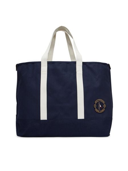 Tommy Hilfiger Torebka Th Summer Tote AM0AM13557 Granatowy. Niebieskie torebki do ręki damskie Tommy Hilfiger, bez wzorów, z materiału, bez dodatków. Za 429.99 zł.