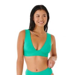 Góra od stroju kąpielowego Rip Curl Premium Surf Deep V 60. Zielone bikini damskie Rip Curl, xs, bez wzorów. Za 98.99 zł.