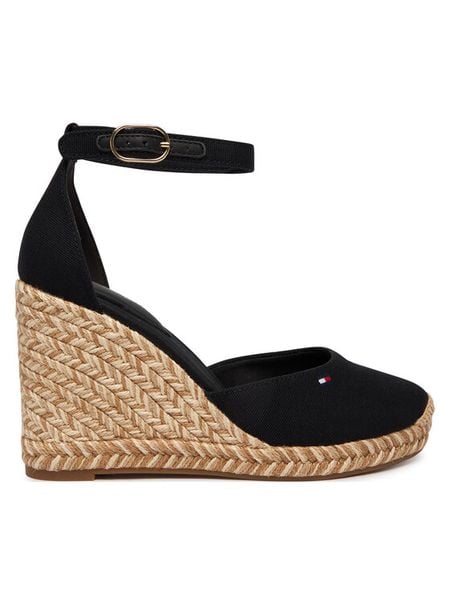 Tommy Hilfiger Espadryle Flag High Wedge Espad Closed Toe FW0FW09225 Czarny. Czarne espadryle damskie Tommy Hilfiger, bez wzorów, z materiału, bez obcasa, bez zapięcia. Za 313.99 zł.