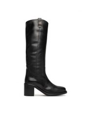 Tommy Hilfiger Kozaki Riding Lthr Long Boot Block Heel FW0FW08777 Czarny. Czarne kozaki damskie Tommy Hilfiger, ze skóry, bez obcasa, na słupku. Za 1,039.00 zł.