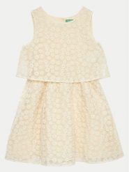 United Colors Of Benetton Sukienka letnia 4W8NCV02I Écru Regular Fit. Sukienki dla dziewczynek United Colors Of Benetton, na lato, bez wzorów, z bawełny, bez ramiączek. Za 159.99 zł.