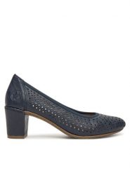 Rieker Czółenka CEO-41057-14 Granatowy. Niebieskie czółenka damskie Rieker, bez wzorów, z materiału, bez obcasa, bez zapięcia. Za 289.99 zł.