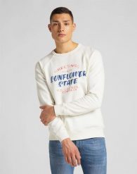 MĘSKA BLUZA LEE RAGLAN GRAPHIC SWS ECRU L83NSPNQ 112122411. Bluzy męskie Lee, l, bez wzorów, bez kaptura. Za 129.99 zł.