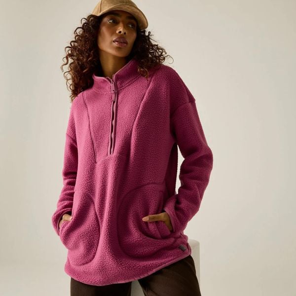 Damska bluza polarowa Frankie Borg Longline Half Zip. Zielone bluzy damskie Regatta, bez wzorów, z materiału, bez kaptura. Za 229.99 zł.