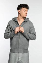 BLUZA MĘSKA ROZPINANA CARHARTT I033664-00CXX (S) KOLOR SZARY. Szare bluzy męskie Carhartt, l, bez wzorów, z bawełny, bez kaptura, do biegania. Za 219.00 zł.