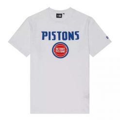 T-Shirt NBA Detroit Pistons New Era Blanc. Białe t-shirty męskie New Era, na lato, l, bez wzorów, z materiału, eleganckie, bez kołnierzyka. Za 126.50 zł.