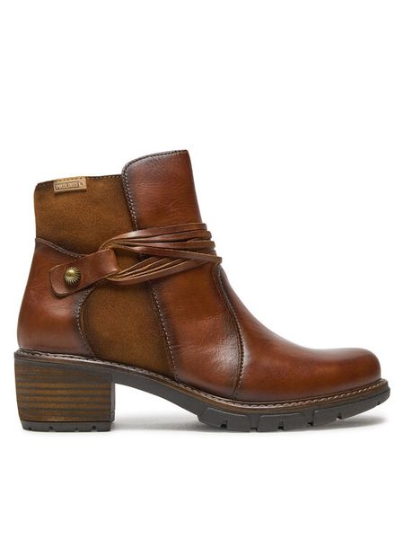 Pikolinos Botki W1T-8906C2 Brązowy. Brązowe botki damskie Pikolinos, ze skóry, bez obcasa, na słupku, bez zapięcia. Za 769.99 zł.