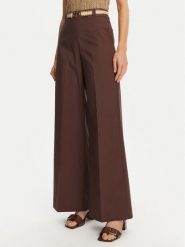 TWINSET Spodnie palazzo 251TT2105 Brązowy Wide Leg. Brązowe spodnie materiałowe damskie Twinset, bez wzorów, z bawełny. Za 668.19 zł.