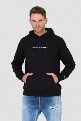 TOMMY JEANS Czarna bluza z kapturem. Czarne bluzy męskie Tommy Jeans, l, bez wzorów, z jeansu, z kapturem. W wyprzedaży za 256.99 zł.