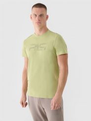 4F T-shirt regular męski 4F x Robert Lewandowski - zielony L. Zielone koszulki sportowe męskie 4f, l, bez wzorów, z bawełny, klasyczne, bez kołnierzyka. W wyprzedaży za 59.99 zł.
