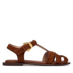 Sandały Coccinelle. Brązowe sandały damskie Coccinelle, bez wzorów, bez obcasa, na płaskiej podeszwie, bez zapięcia. Za 849.99 zł.