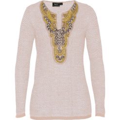 Sweter z aplikacją bonprix cielisto-biały. Swetry damskie marki bonprix. Za 54.99 zł.