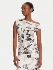 Desigual Bluzka Breaking News 25WWTK10 Écru Regular Fit. Bluzki damskie Desigual, s, bez wzorów, z syntetyku, bez kołnierzyka, bez ramiączek. Za 239.99 zł.