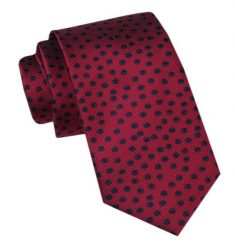 Modny Męski Krawat - Alties - Grochy na Ciemnoczerwonym Tle. Czerwone krawaty i muchy Alties, bez wzorów, z tkaniny, eleganckie. Za 49.00 zł.