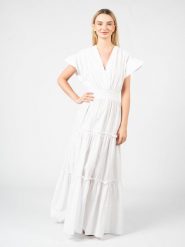 Pinko Sukienka "Pellegrino 1" | 1G17TD Y6VW | Kobieta | Biały. Białe sukienki damskie Pinko, bez wzorów, z bawełny, bez kołnierzyka, bez ramiączek, maxi, dopasowane. W wyprzedaży za 389.00 zł.