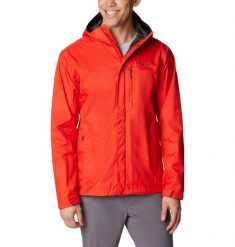 Kurtka Sportowa Z Kapturem Męska Columbia Pouring Adventure. Czerwone kurtki męskie Columbia, l, bez wzorów, z poliamidu, sportowe, z kapturem. Za 396.99 zł.