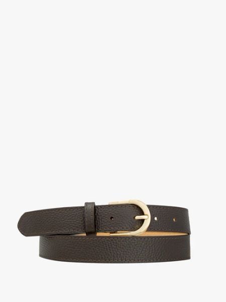 Ciemnobrązowy skórzany pasek. Brązowe paski damskie Ryłko, bez wzorów, ze skóry, eleganckie. Za 129.99 zł.