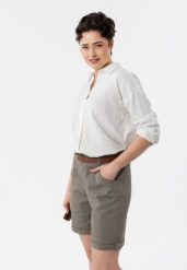 Koszula z lnem K-VEHI. Białe bluzki damskie Volcano, na lato, xl, bez wzorów, ze lnu, bez kołnierzyka, bez ramiączek. Za 119.99 zł.