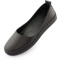 Damskie Skórzane Baleriny Nell Czarne. Czarne baleriny damskie ENELL, bez wzorów, z materiału, eleganckie, bez obcasa. Za 350.99 zł.